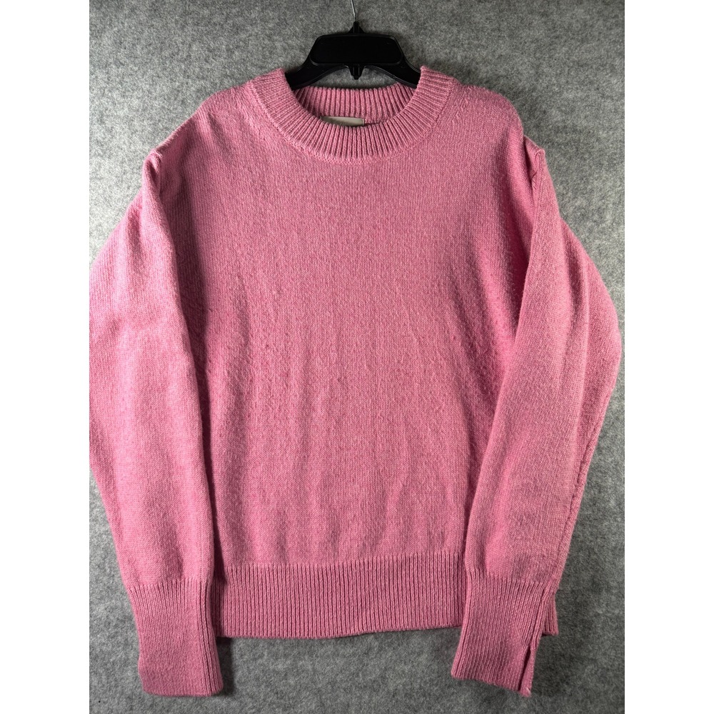 HM Pink‎ Crewneck Knit Sweater Womens Medium Long Sleeve Split Cuff Pullover